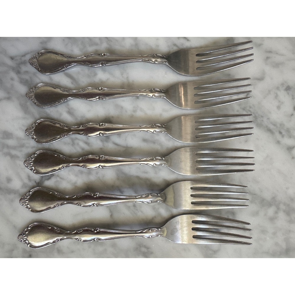 Towle Winter Rose Stainless Dinner Forks Set of 6 Supreme Cutlery Japan 7.5in